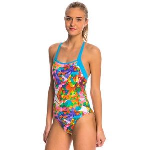 Adidas Women's Layered Floral Tie-Back One Piece